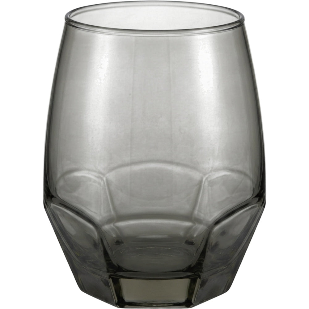 Kwdrx Six-Facet Base Stemless Wine Glass 16 oz Smoke Gray - Product view