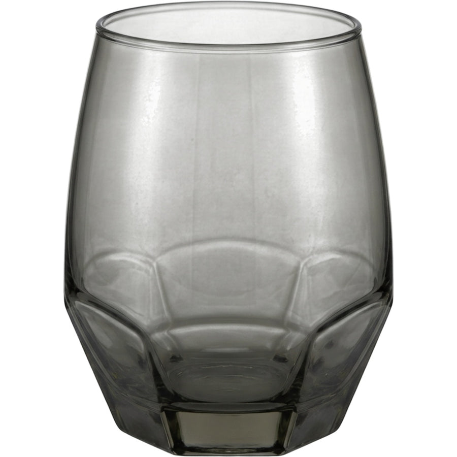 Kwdrx Six-Facet Base Stemless Wine Glass 16 oz Smoke Gray