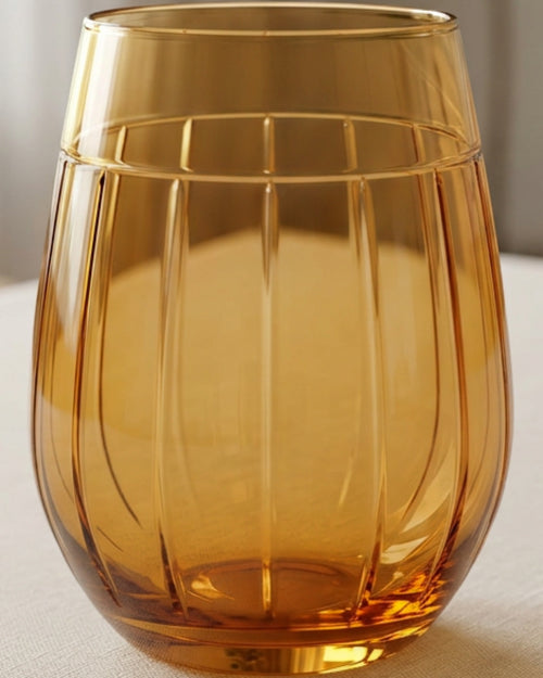 Kwdrx Twelve-Rib Optic Stemless Wine Glass 15 oz Amber - Lifestyle view