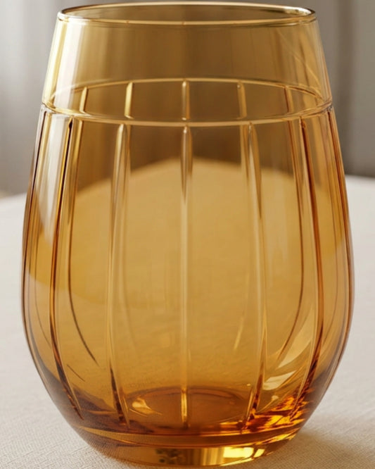 Kwdrx Twelve-Rib Optic Stemless Wine Glass 15 oz Amber - Lifestyle view