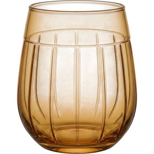 Kwdrx Twelve-Rib Optic Stemless Wine Glass 15 oz Amber - Product view